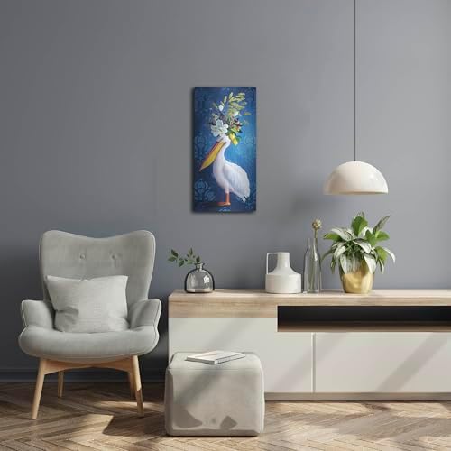 Pelican On Blue Metal Wall Art by Heather Gauthier