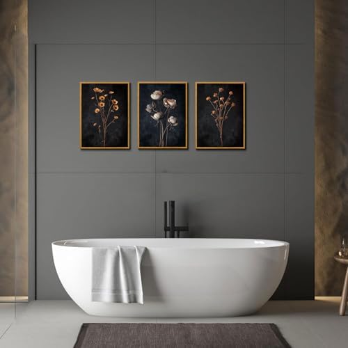 KISSFOX Moody Dried Flower Canvas Wall Art Set