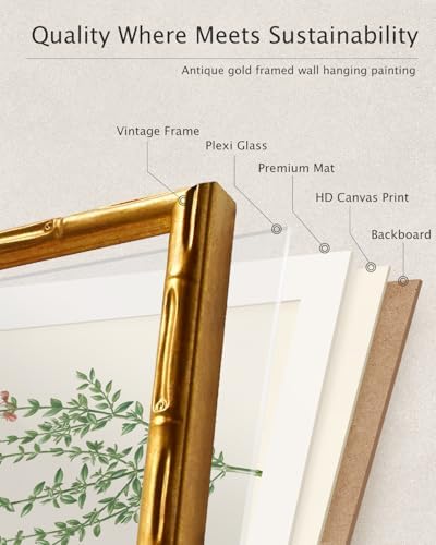InSimSea Gold Bamboo Framed Canvas Wall Art 11x14inch