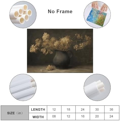 Vintage Dried Hydrangea Flowers Wall Art Canvas Print 12x18inch