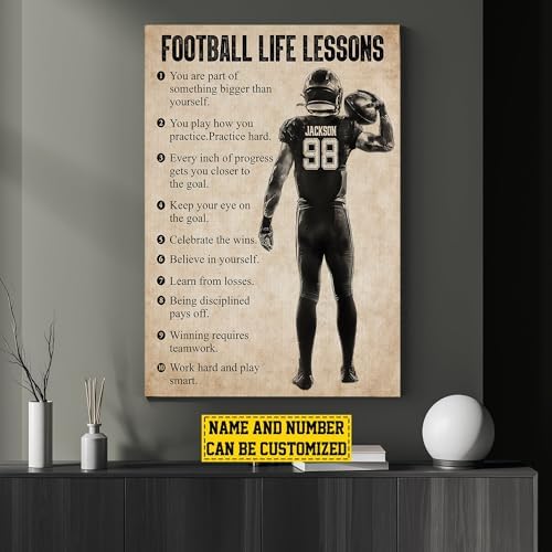 Football Motivational Canvas Art Print Wall Decor for Boys and Home