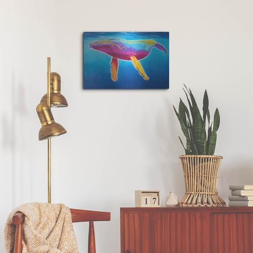 Humpback Whale Rainbow Metal Wall Art 24x16