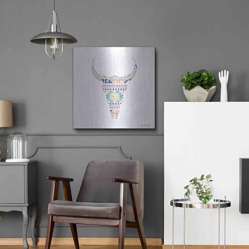Aztec Cow Head Metal Wall Art 24x24