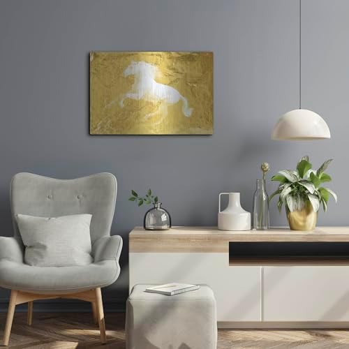 Gold Running Horse 1 Metal Wall Art 24x16