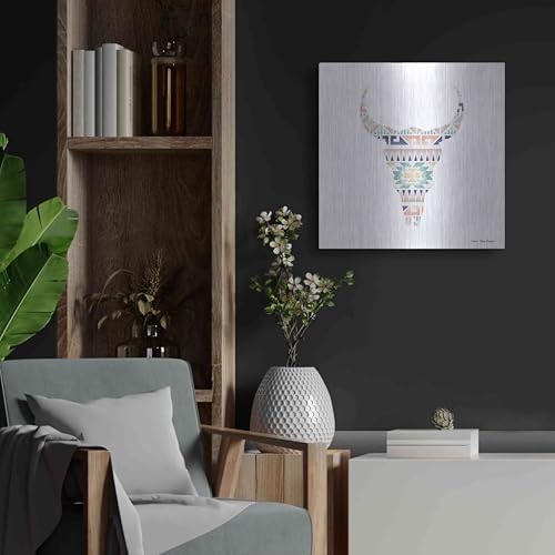 Aztec Cow Head Metal Wall Art 24x24