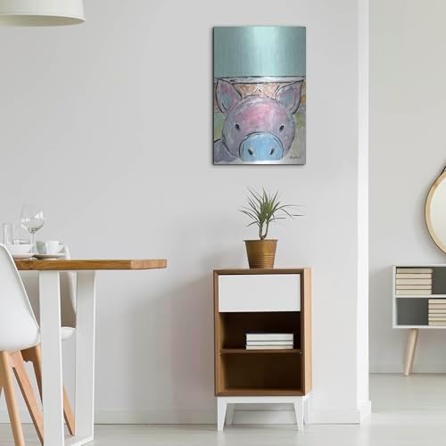 Oink Oink Metal Wall Art 16x24 Inches