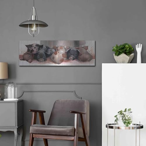 Pig Pile Metal Wall Art 36x12 Inches