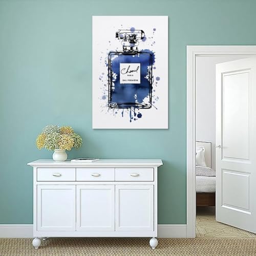 BanLaArt Gold Perfume Bottle Wall Art Print Modern Bedroom Decor 12x18inch