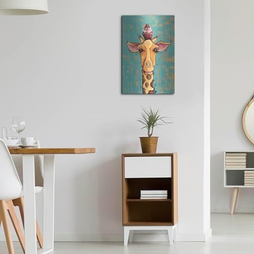 Giraffe With Cherry on Top Metal Wall Art 16x24 1
