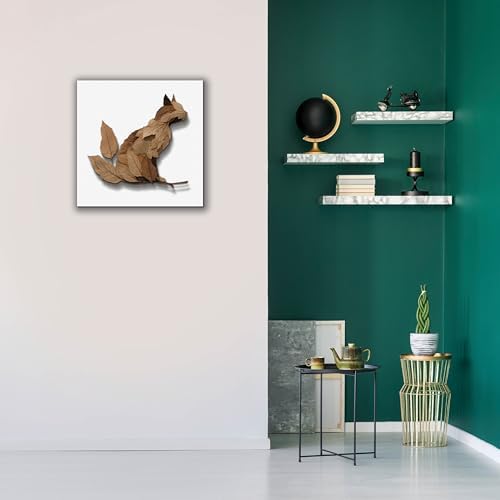 Epic Graffiti Falling Leaves Cat Canvas Art 26x26