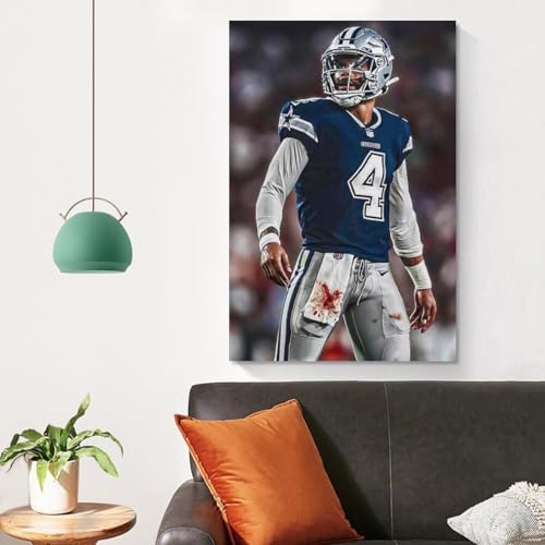 Dak Prescott Football Art Poster Print Canvas 24x36inch