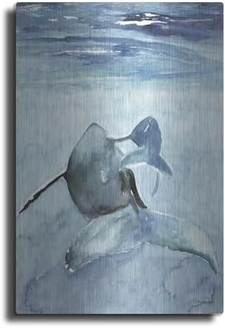 Dolphin and Calf Metal Wall Art 12x16