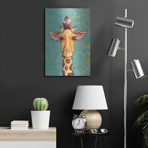 Giraffe With Cherry on Top Metal Wall Art 16x24 1