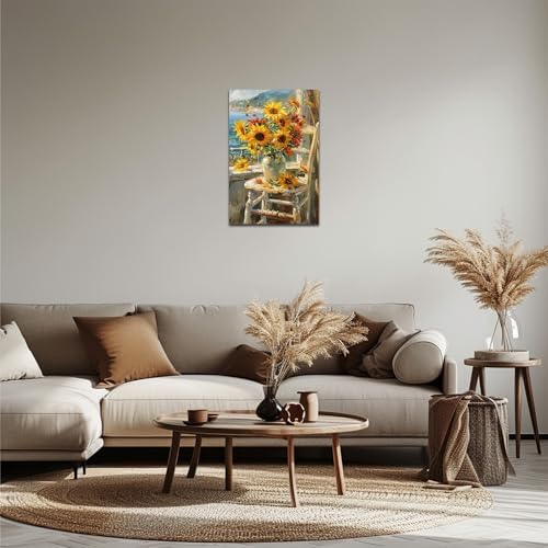 Fall Vintage Sunflower Canvas Wall Art 12x18 Inches