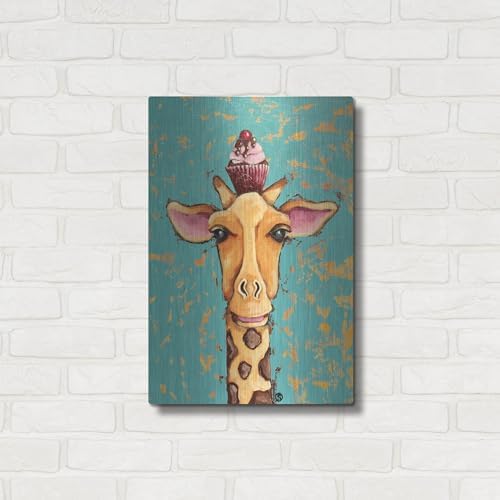 Giraffe With Cherry on Top Metal Wall Art 16x24 1
