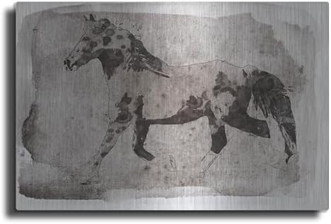 Dark Brown Horse Running Metal Wall Art 16x12