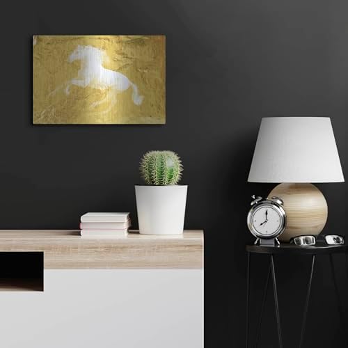 Gold Running Horse 1 Metal Wall Art 24x16
