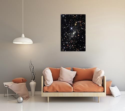 QUNYAAE James Webb Deep Field Galaxy Poster Wall Art Print Canvas 24x36inch Framed