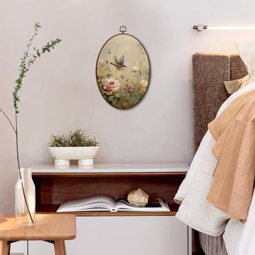 JQF Vintage Floral Bird Oval Wall Art 85x115 Inch