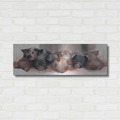 Pig Pile Metal Wall Art 36x12 Inches