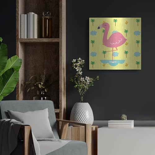 Cute Flamingo Metal Wall Art 24x24