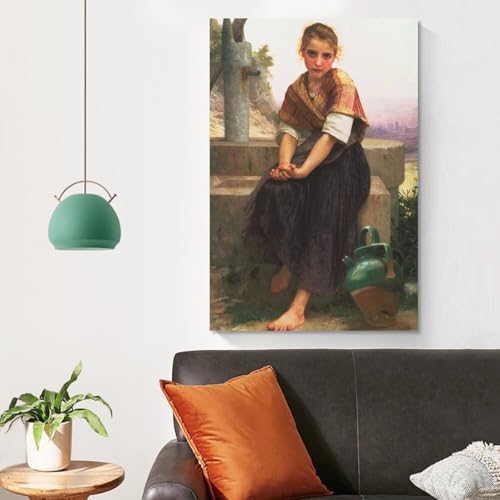 William Adolphe Bouguereau The Broken Pitcher Canvas Poster Wall Art 8x12 Inch