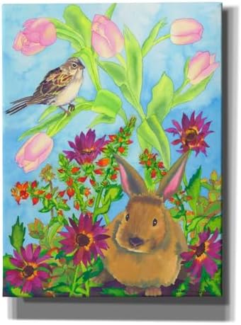 Bunny and Sparrow Canvas Wall Art by Carissa Luminess