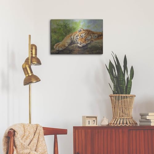 Tiger Cub Rock2 by David Stribbling Metal Wall Art 24x16