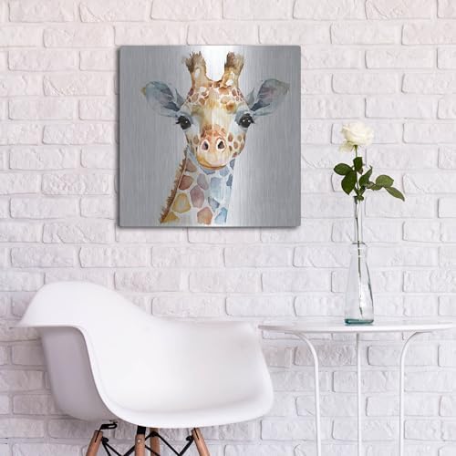 Baby Giraffe Metal Wall Art 24x24 Inches