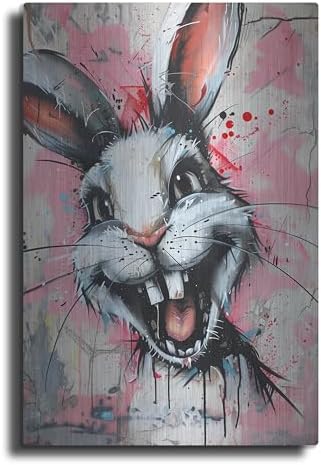 Creepy Bunny Metal Wall Art 16x24 Inch