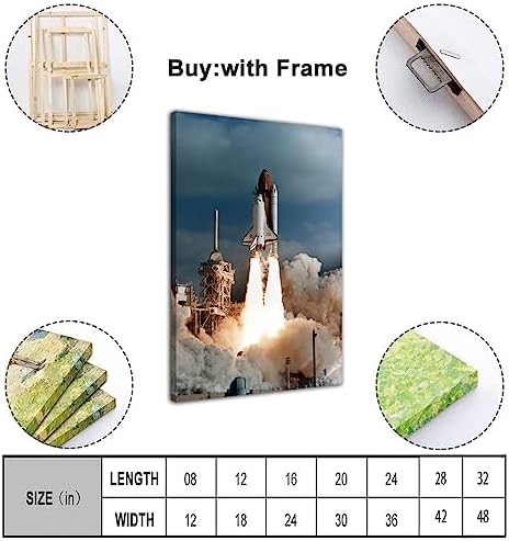 Qunyaae Framed Space Shuttle Telescope Poster Wall Art 24x36inch