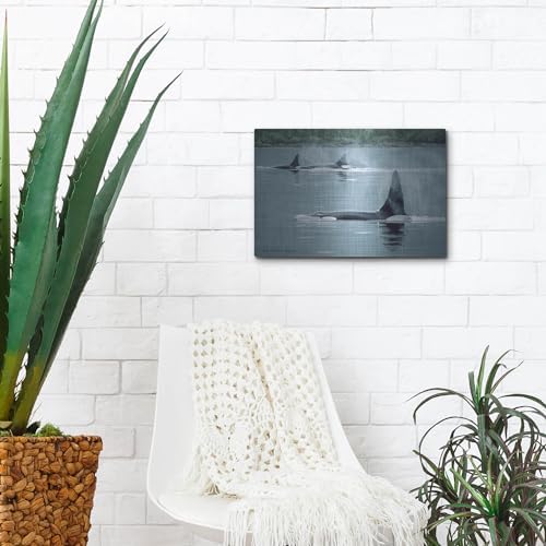Orcas Metal Wall Art by Ron Parker 16x12