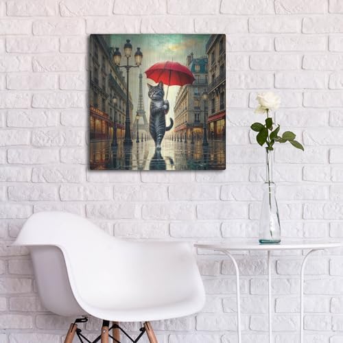 Cat In Paris Metal Wall Art 24x24