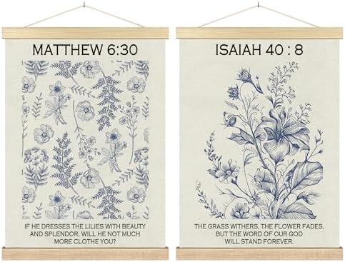 BCUANGD Christian Wall Decor - Wildflower Bible Verse Art Poster with Wood Frame 12x16 Inches