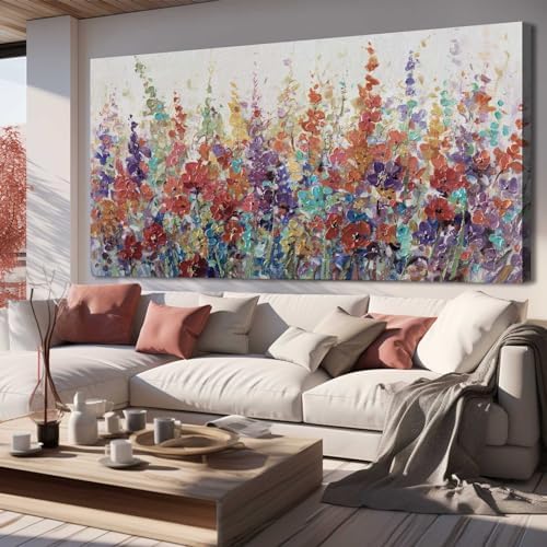 Xianshou Pink and Gold Wall Art Flowers Picture Textured Decor for Bedroom Living Room Office