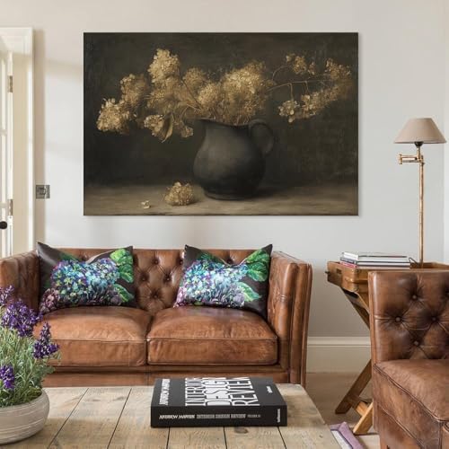 Vintage Dried Hydrangea Flowers Wall Art Canvas Print 12x18inch