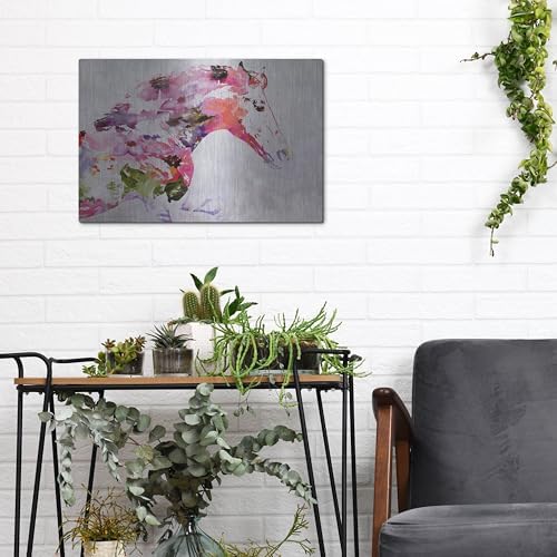 Abstract Pink Horse Metal Wall Art 16x12