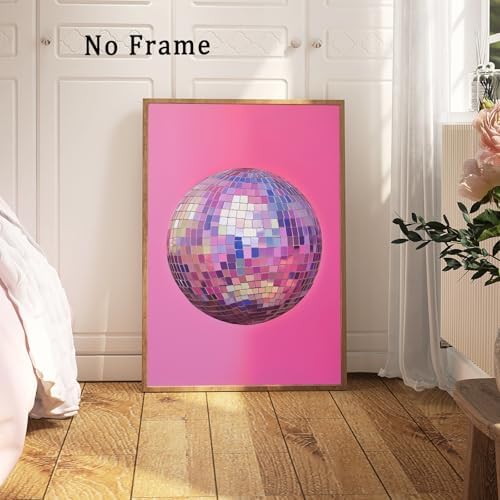Funky Pink Disco Ball Wall Art Poster 16x24inch Unframed