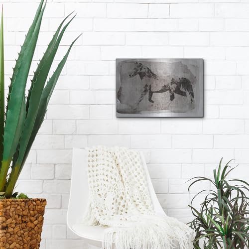 Dark Brown Horse Running Metal Wall Art 16x12