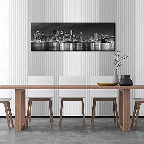 Wieco Art New York Manhattan Night View Canvas Print