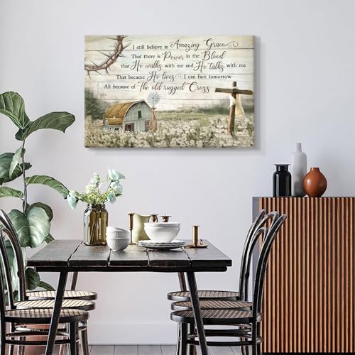 Christian Wall Art Barn Windmill Canvas Print 12x16