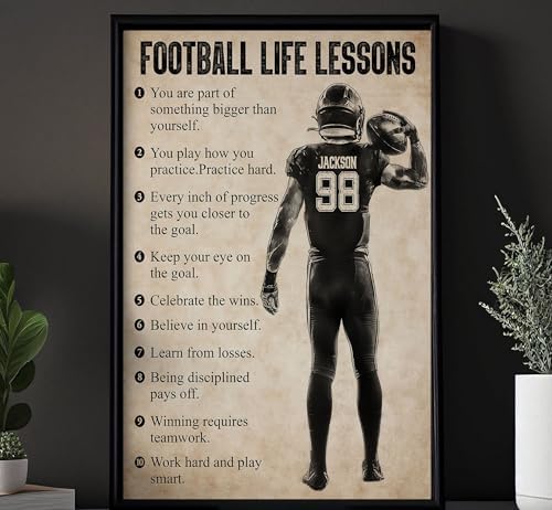 Football Motivational Canvas Art Print Wall Decor for Boys and Home