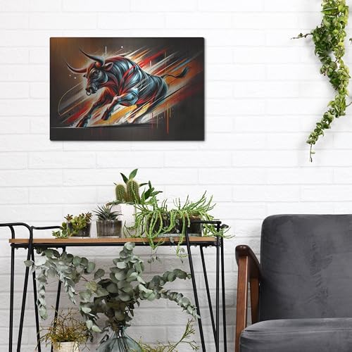 Charging Bull Metal Wall Art 16x12 Inches