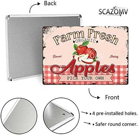 SCAZOMV Vintage Metal Apple Tin Wall Art Sign