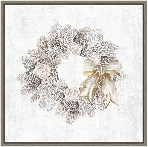 Amanti Art 16x16 Pinecone Wreath Framed Canvas Print