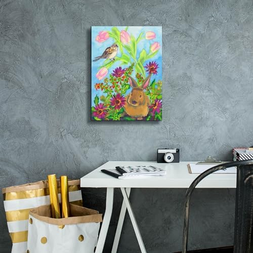 Bunny and Sparrow Canvas Wall Art by Carissa Luminess