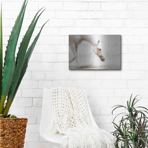 Trail Horse Sepia Metal Wall Art 16x12
