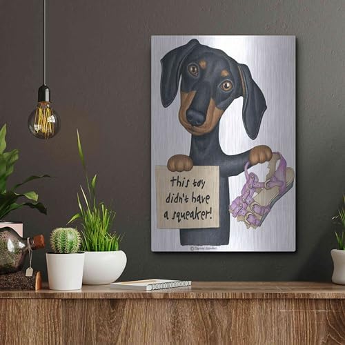 Squeaky Black Dachshund Metal Wall Art 12x16