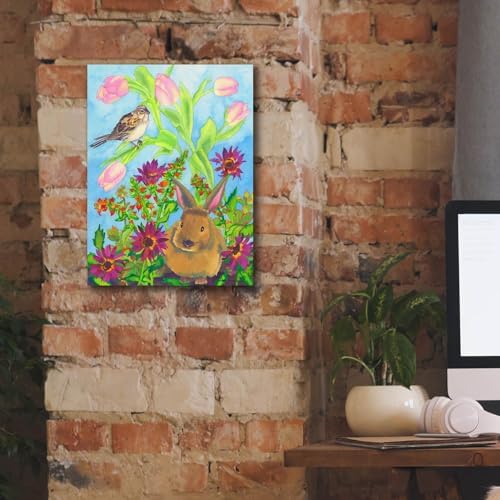 Bunny and Sparrow Canvas Wall Art by Carissa Luminess