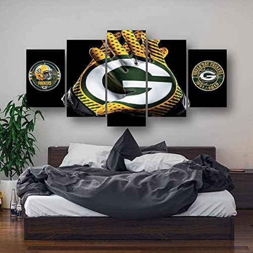 Green Bay Packers Football Poster Canvas Wall Art 5 Pieces